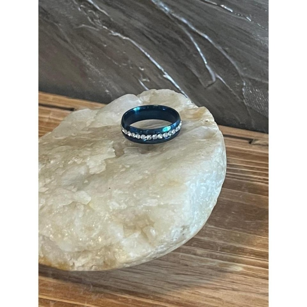 New Blue Tungsten Carbide 6mm Ring-Channel Set Stones-Comfort Fit Band -Size 12 - Picture 7 of 8